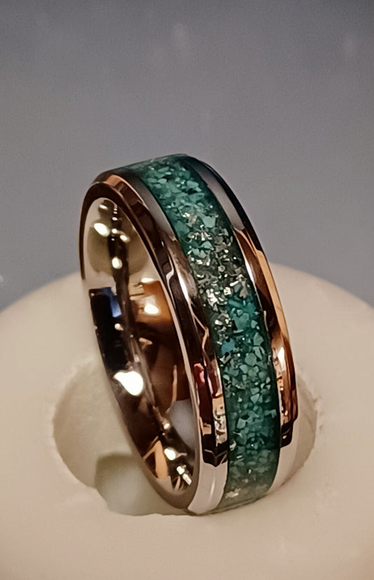 Turquoise with Sterling Silver Shavings