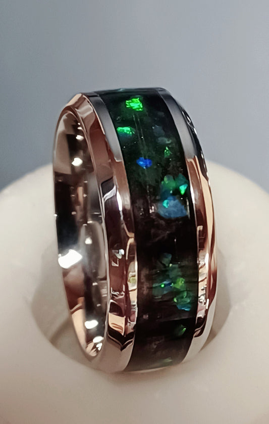 Black with Green Opal Inlay